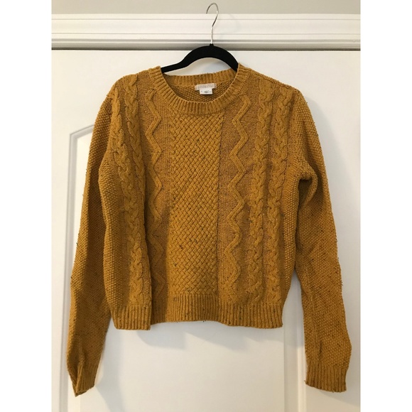 mustard cable knit sweater